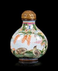 A Chinese Canton Enamel 'Birds' Snuff Bottle