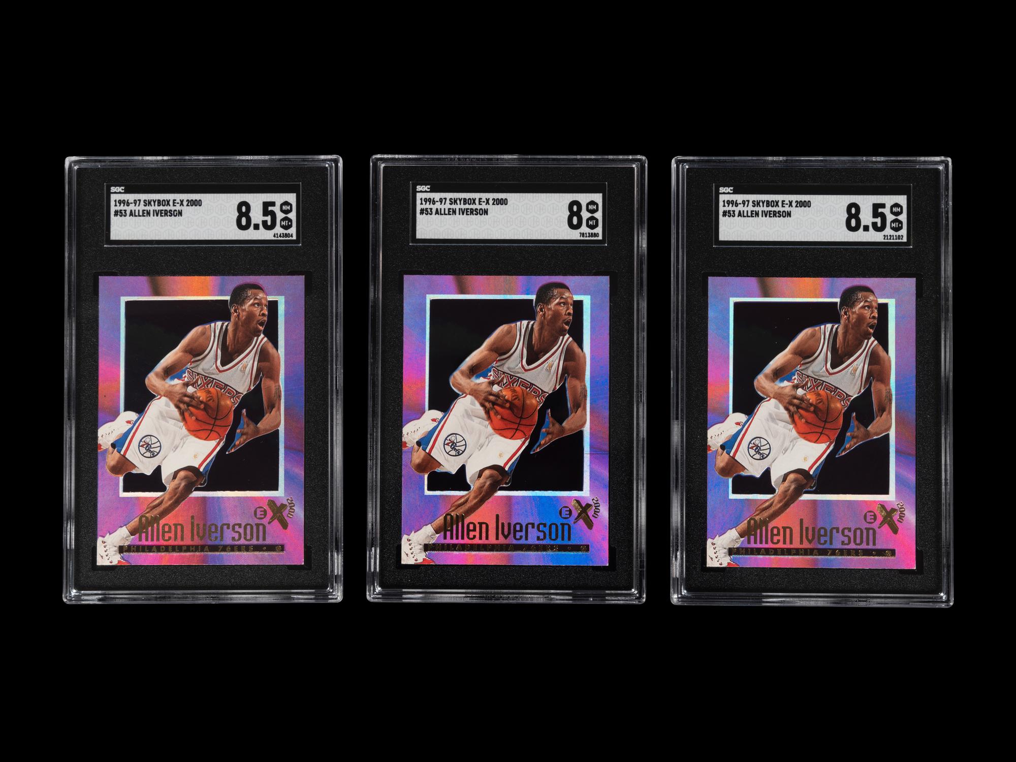 A Group of Three SGC Graded 1996-97 Skybox E-X 2000 Allen Iverson Rookie Cards No. 53,
