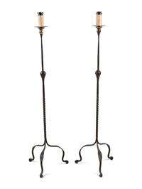 A Pair of Wrought Iron Floor Lamps