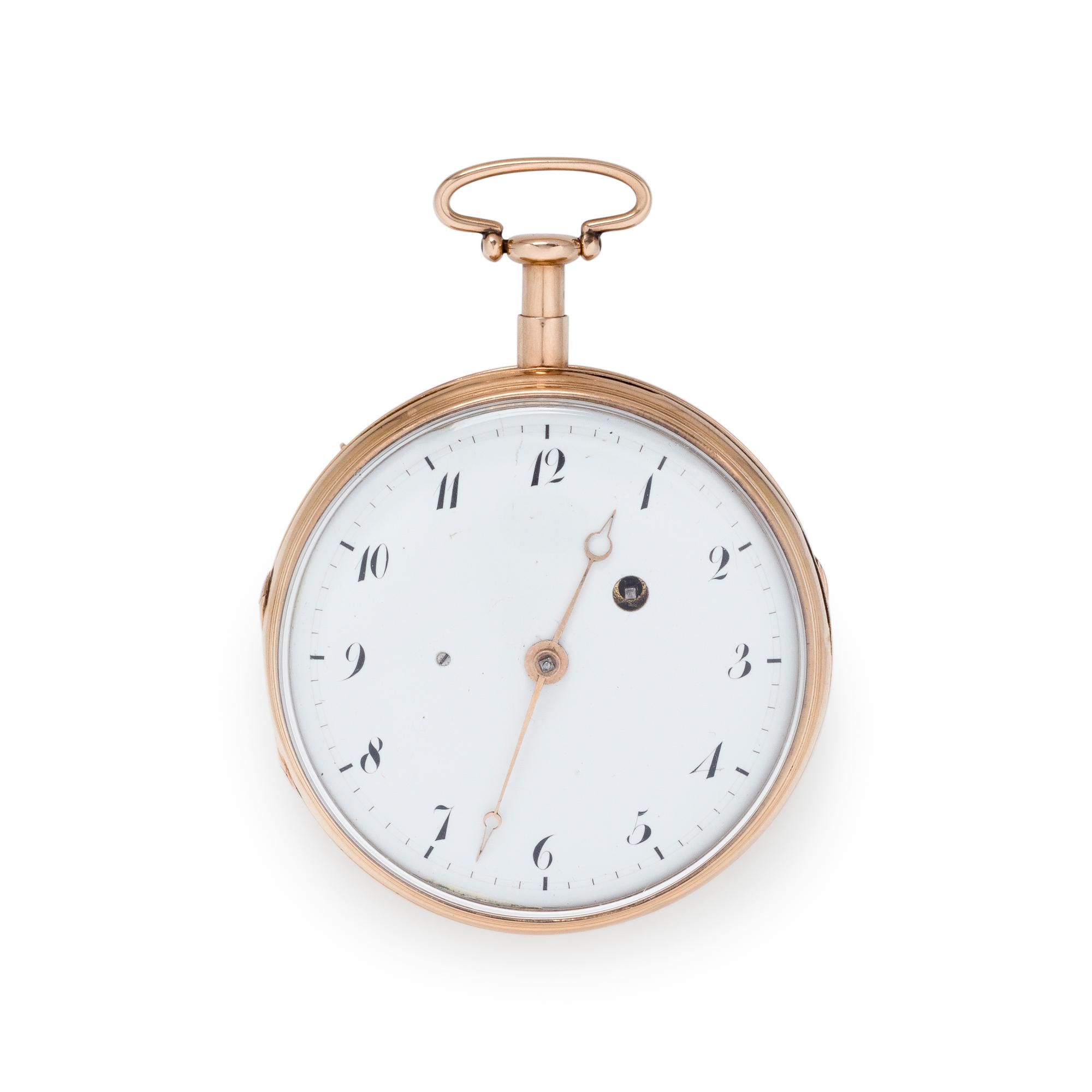 18K PINK GOLD QUARTER REPEATER OPEN FACE POCKET WATCH