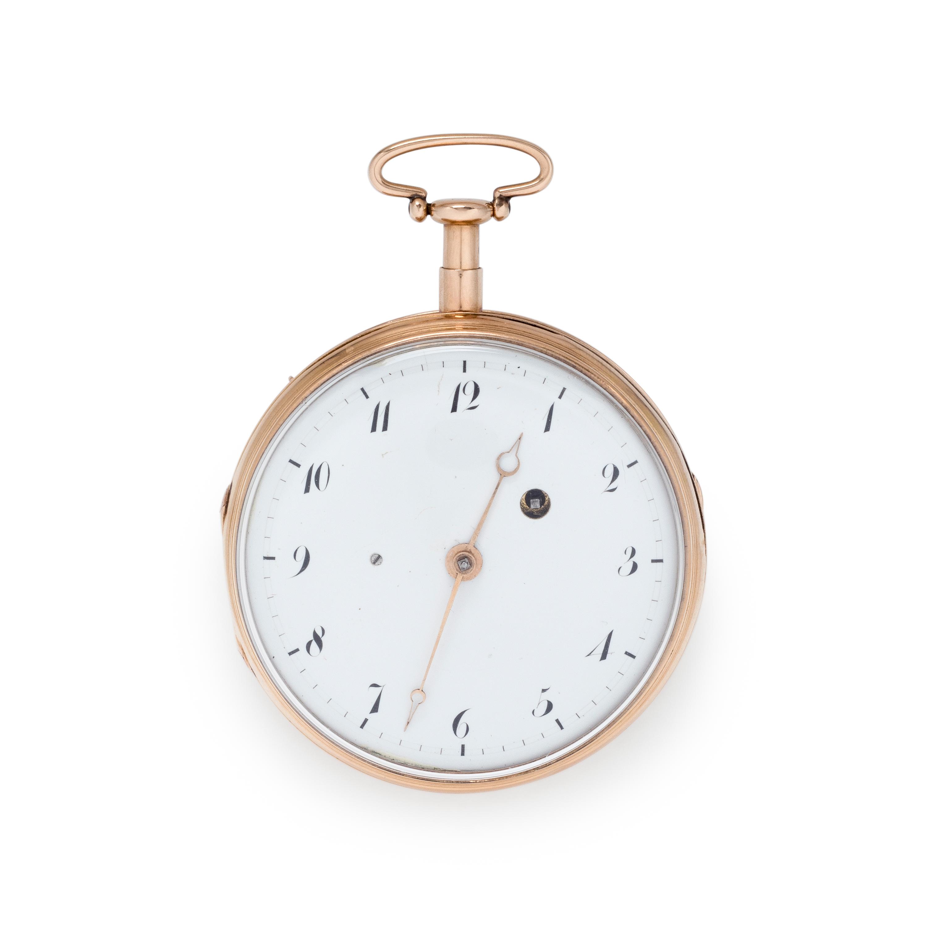 18K PINK GOLD QUARTER REPEATER OPEN FACE POCKET WATCH