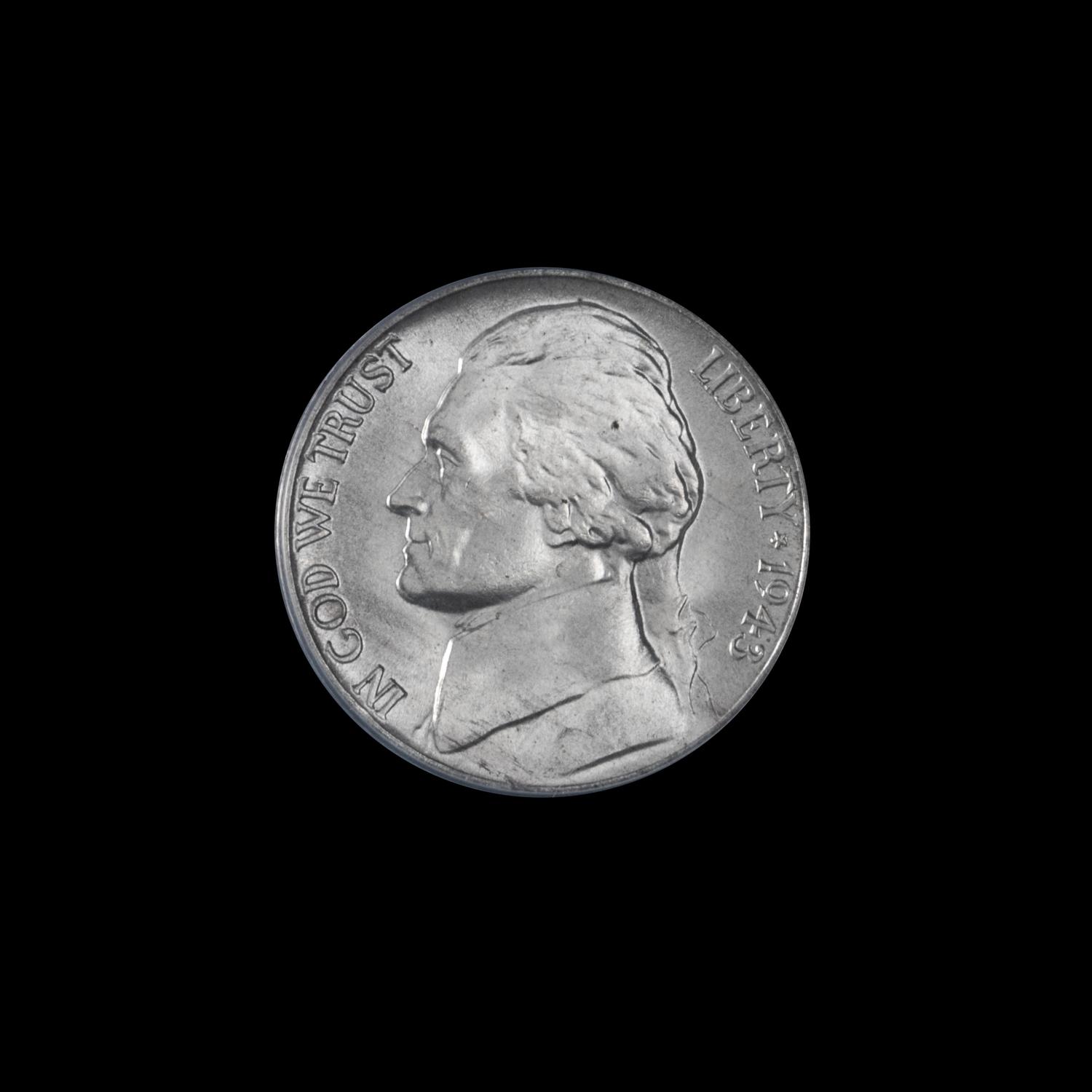 A United States 1943-P Jefferson 5c Coin — ANACS GRADED MS66 5.5 STEPS
