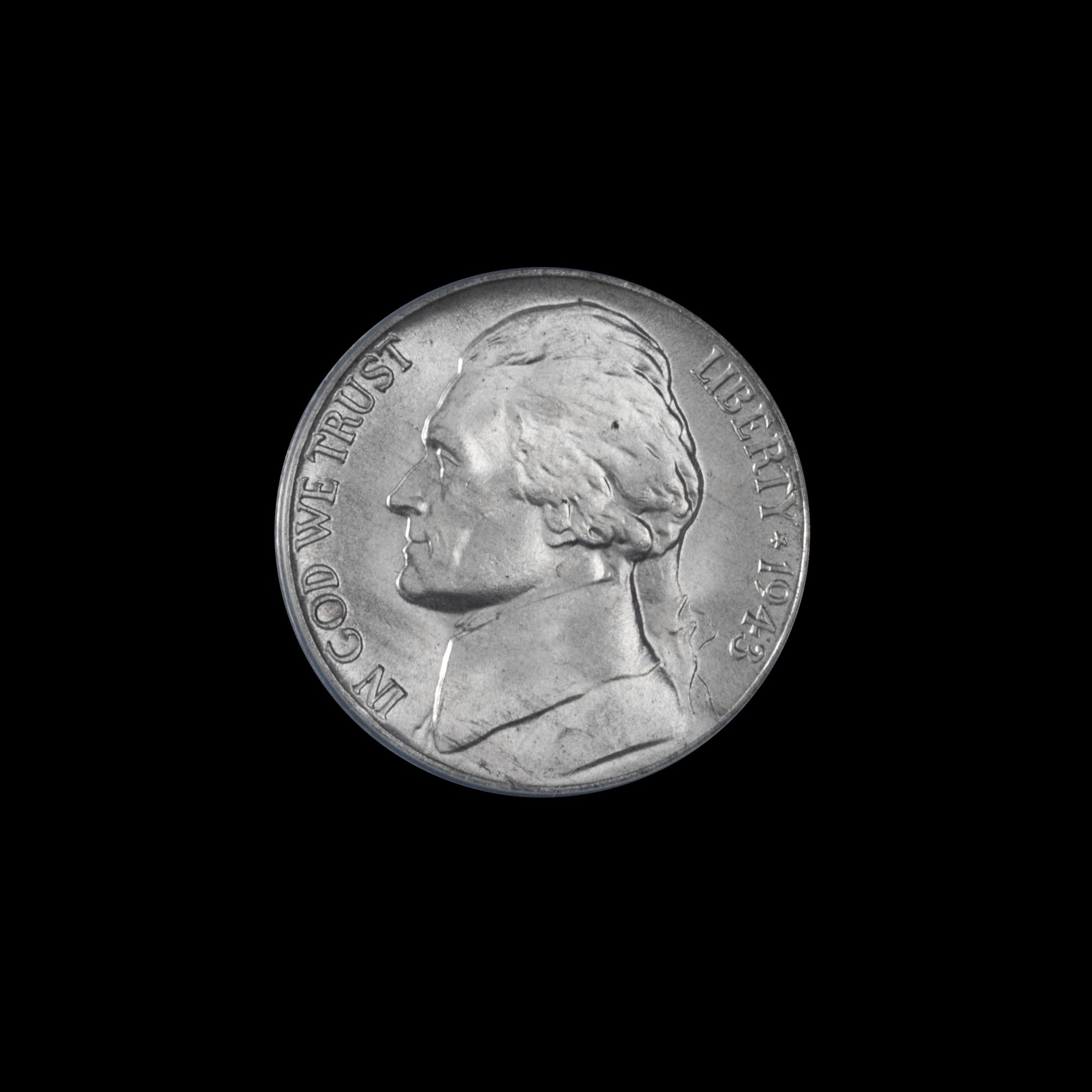 A United States 1943-P Jefferson 5c Coin — ANACS GRADED MS66 5.5 STEPS