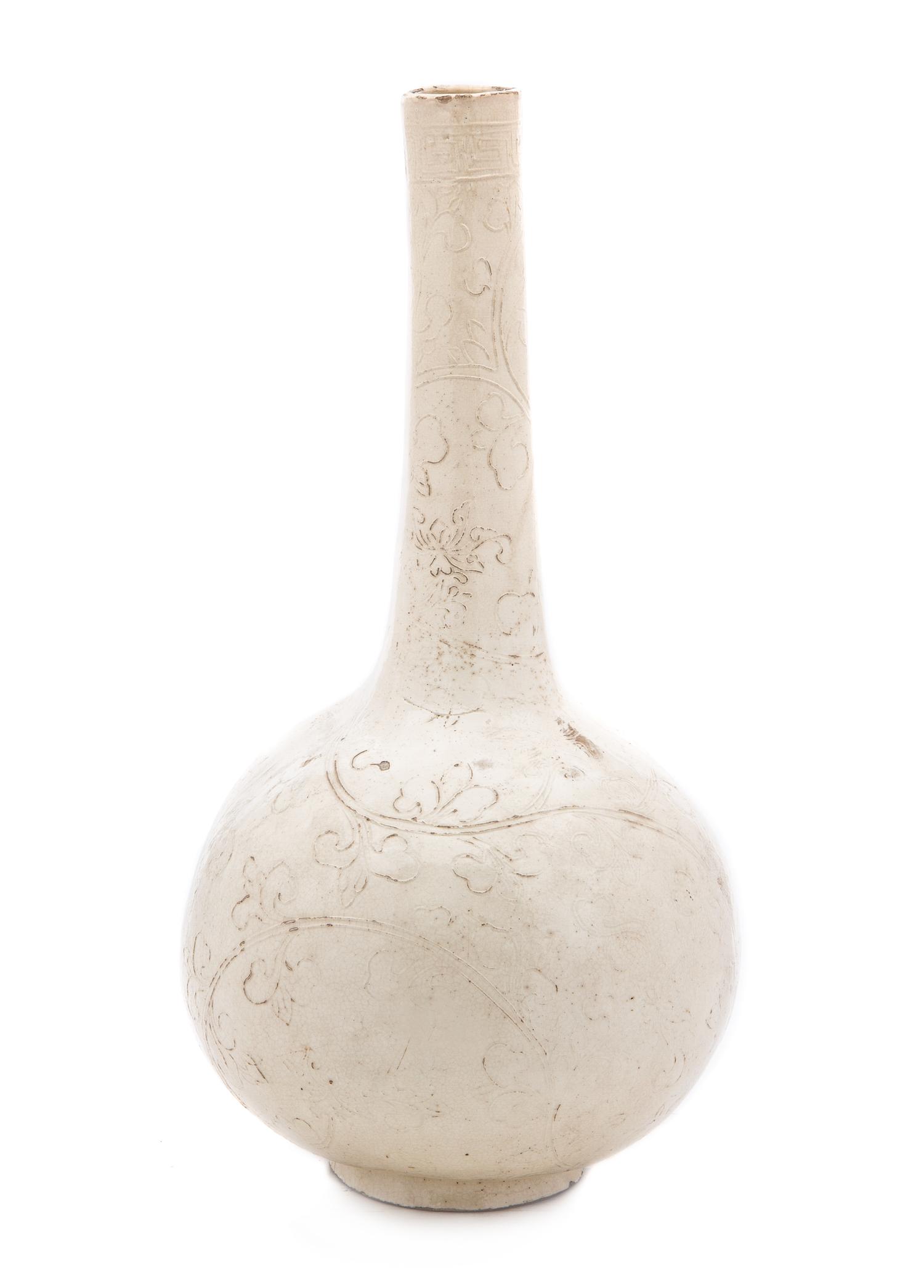 A Chinese Dingyao Molded Porcelain Vase SONG DYNASTY Height 15 1/8 inches. — SONG DYNASTY