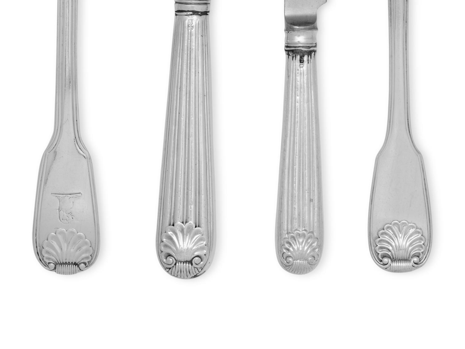 An Assembled English Silver Flatware Service