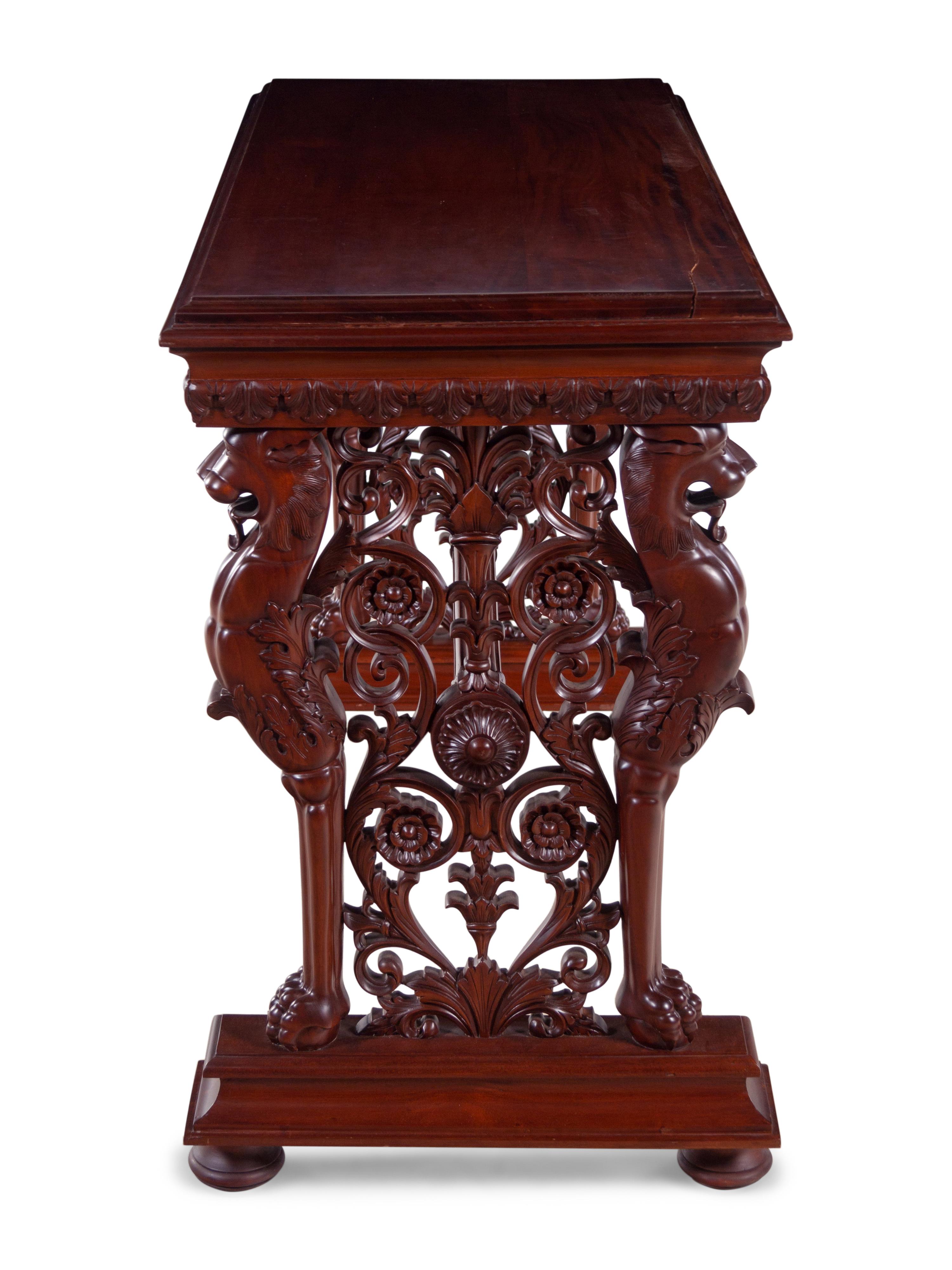 A Renaissance Revival Style Walnut Side Table