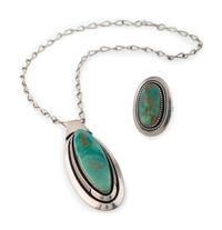Sterling Silver and Royston Turquoise Pendant, PLUS