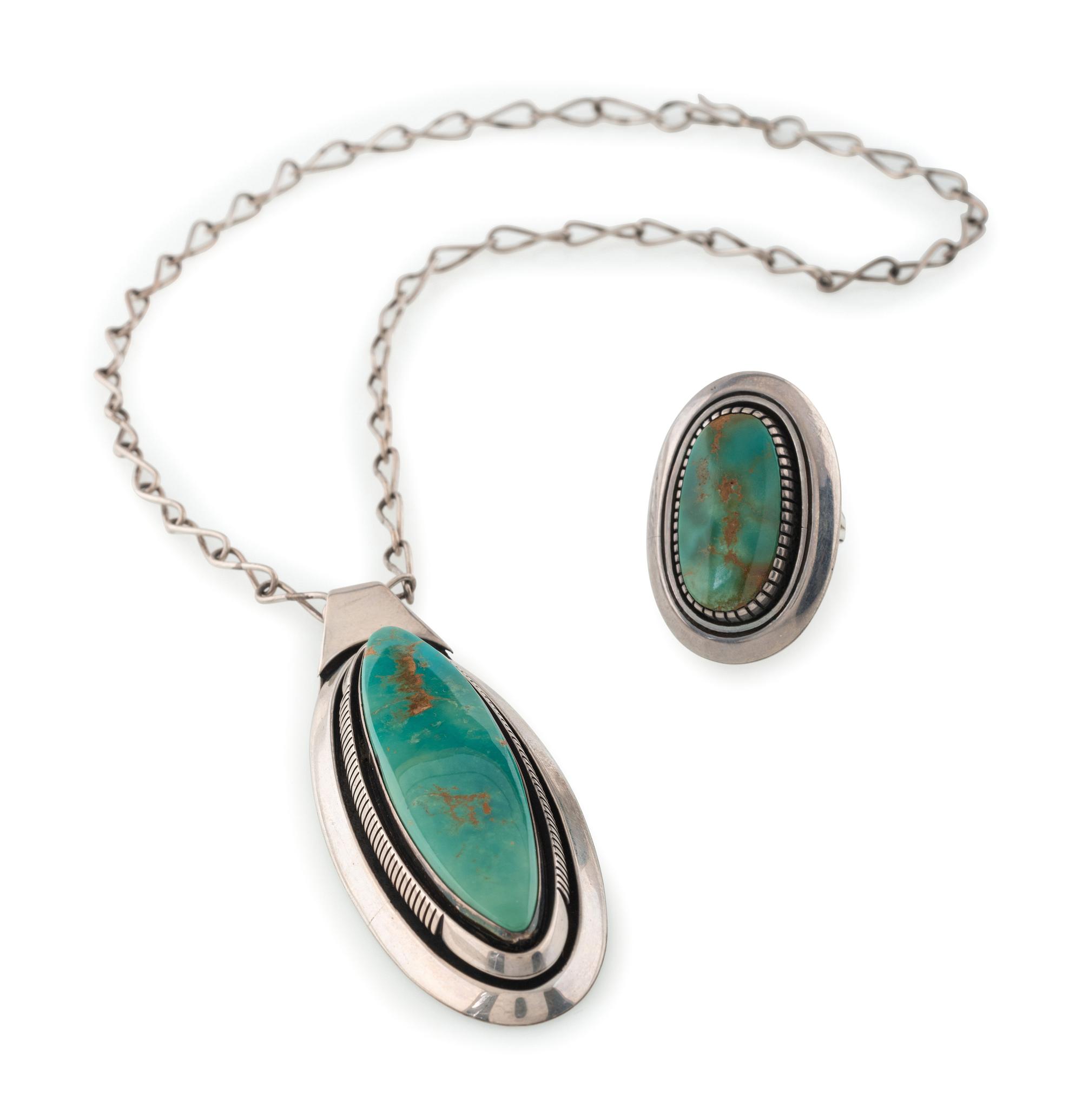 Sterling Silver and Royston Turquoise Pendant, PLUS