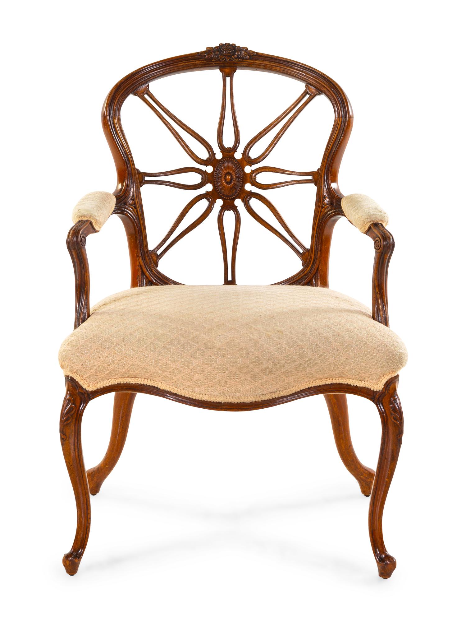 A George III Carved Mahogany Armchair