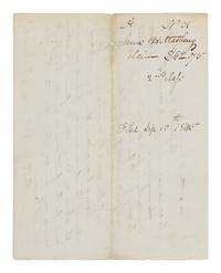 LINCOLN, Abraham (1809-1865). Autograph legal document signed ("A. Lincoln") to James H. Matheny. Springfield, Illinois, 3 October 1845.