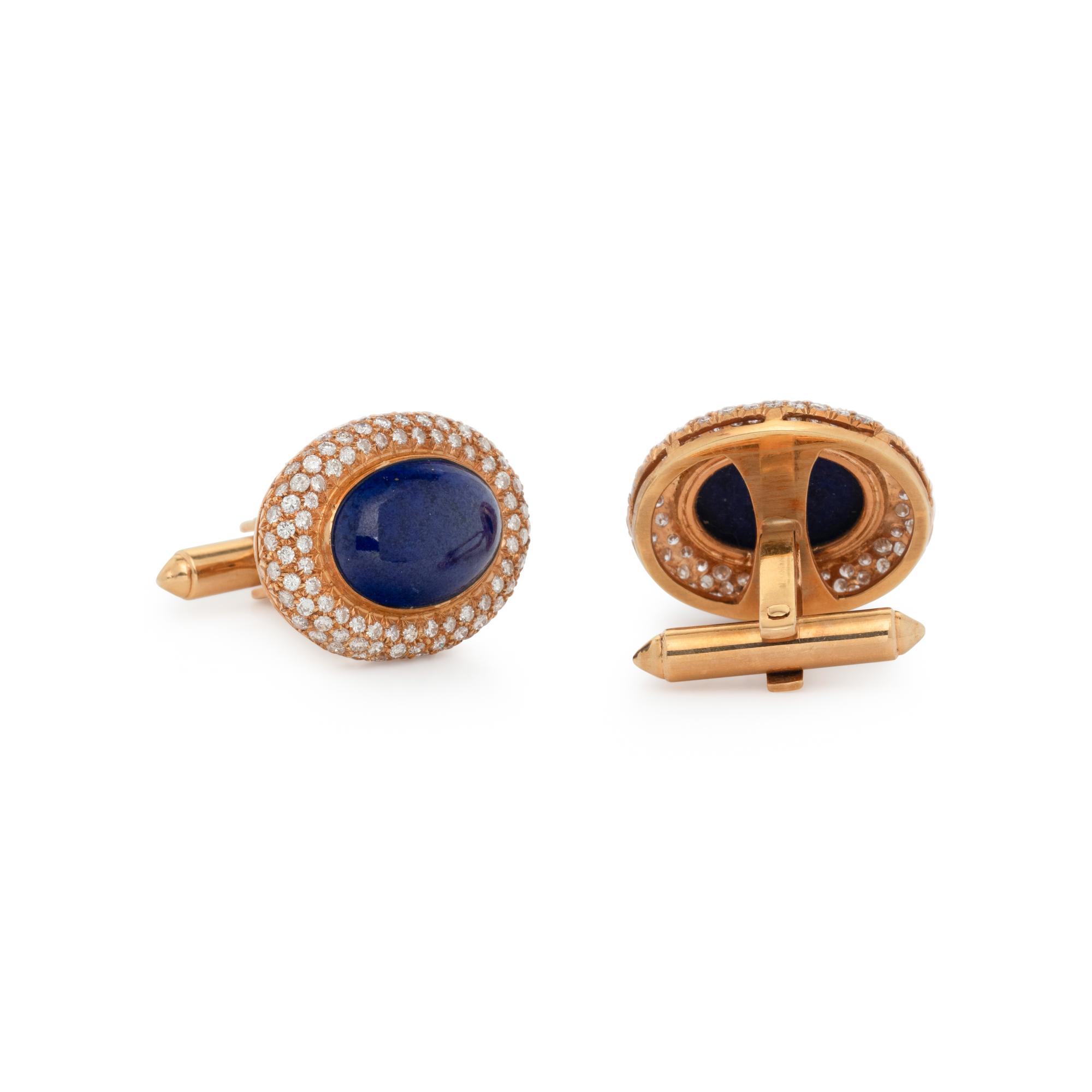 LAPIS LAZULI AND DIAMOND CUFFLINKS