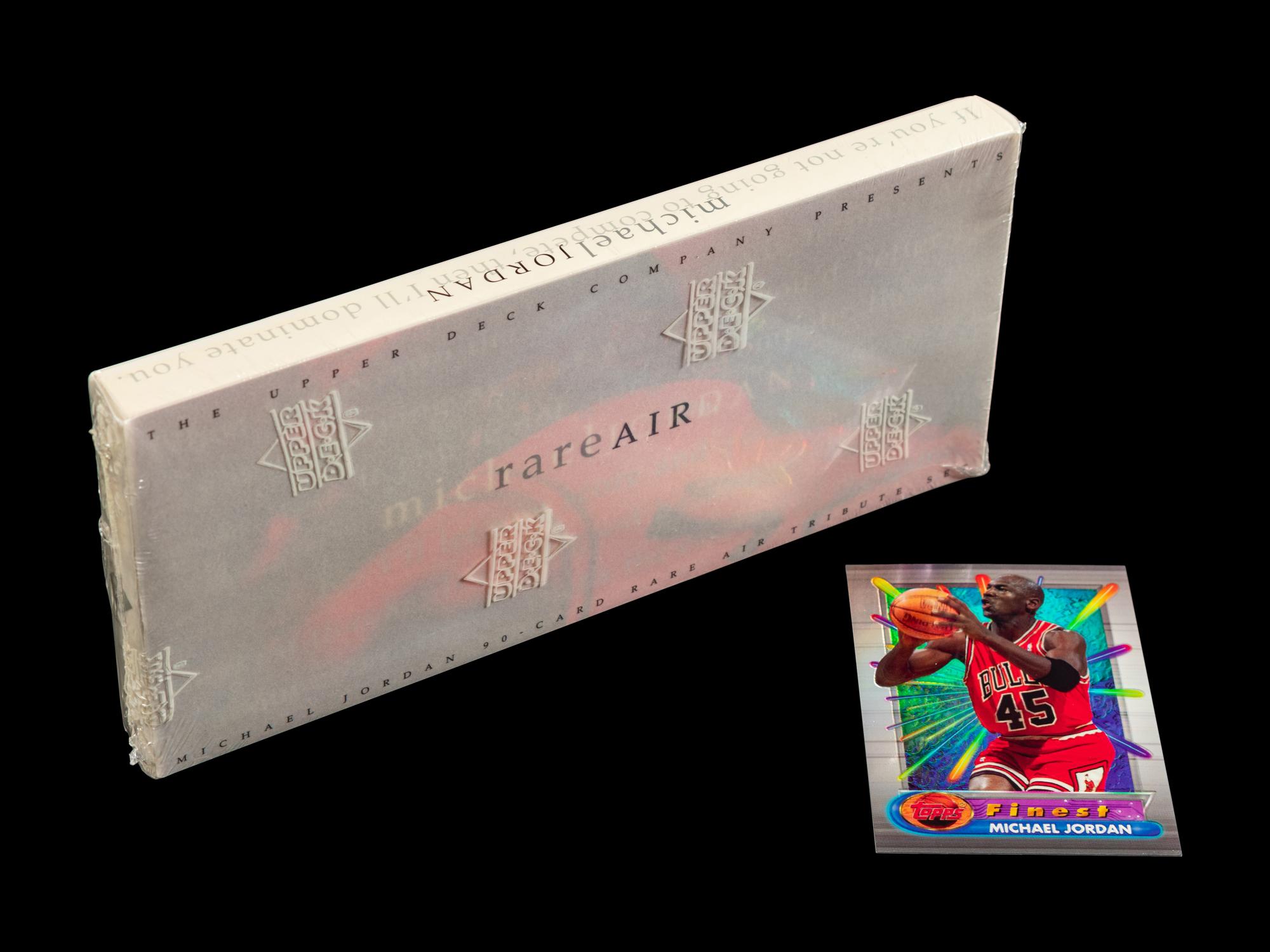 A Group of 1990s Michael Jordan Basketball Cards (Including 1994-95 Topps Finest and 1994 Upper Deck Rare Air Factory Set),