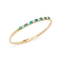 DIAMOND, EMERALD, AND YELLOW GOLD BANGLE BRACELET