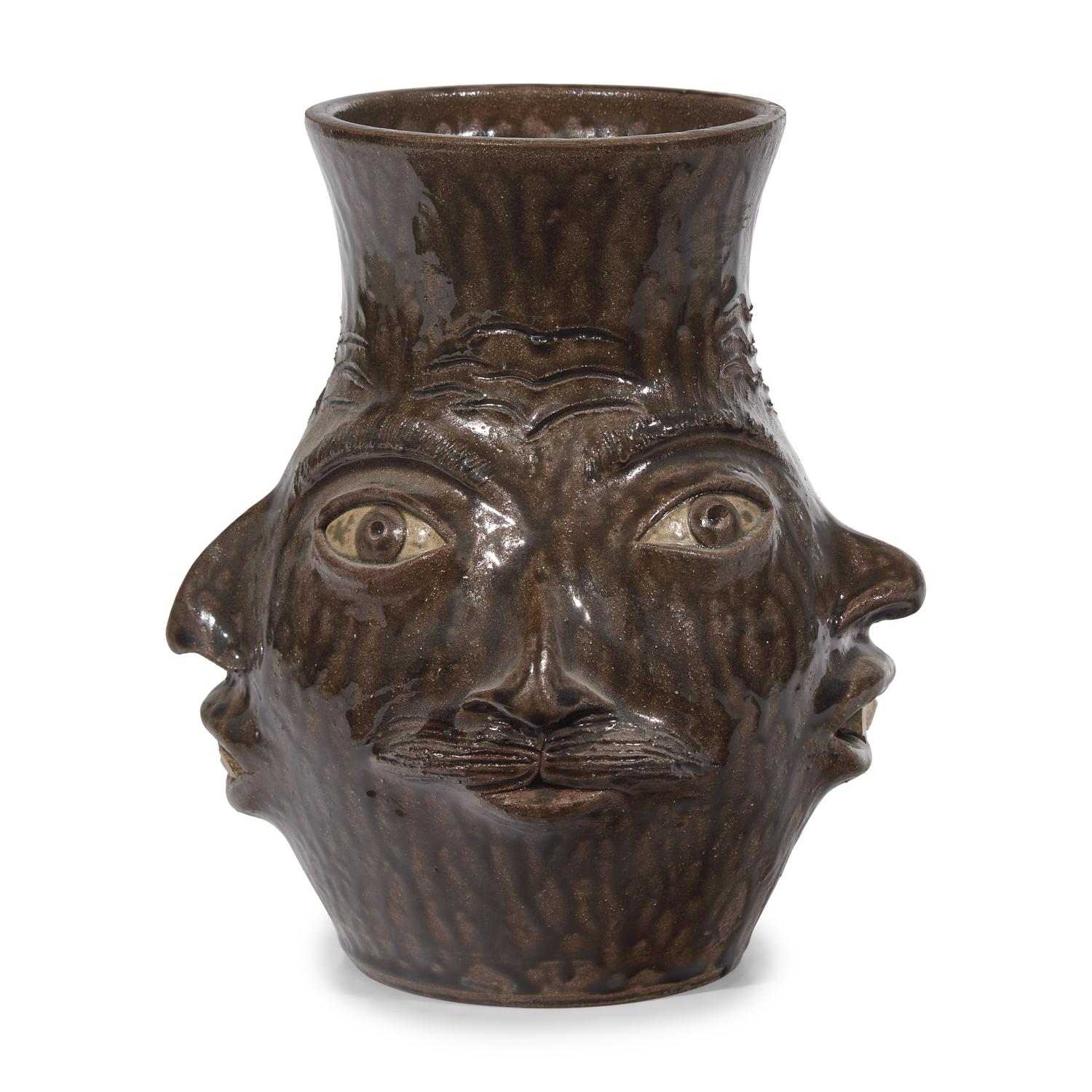 Charlie West, A Glazed Stoneware Work: Four-Sided Face Jug