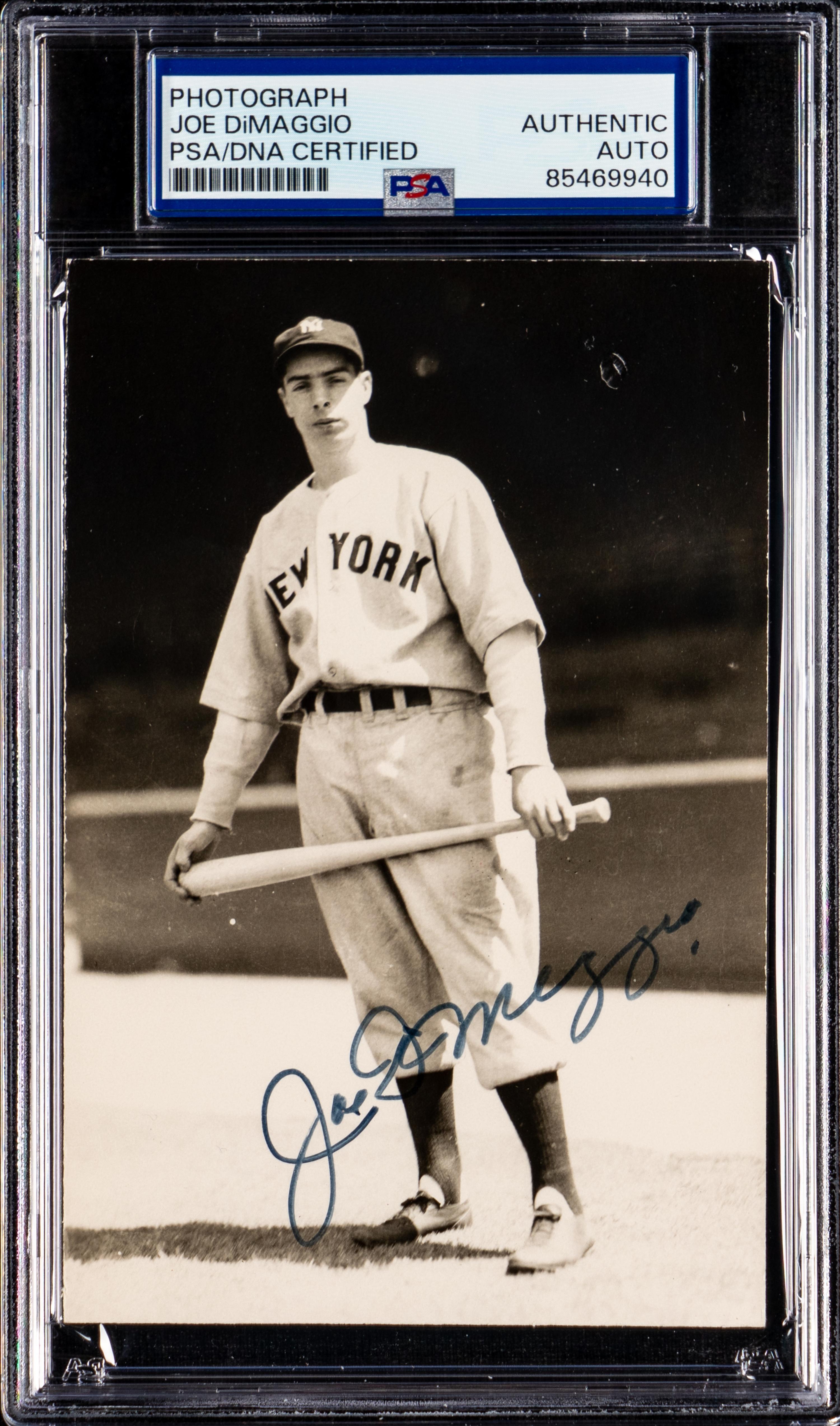 A Joe DiMaggio Signed Autograph Vintage Photograph (PSA ENCAPSULATED)