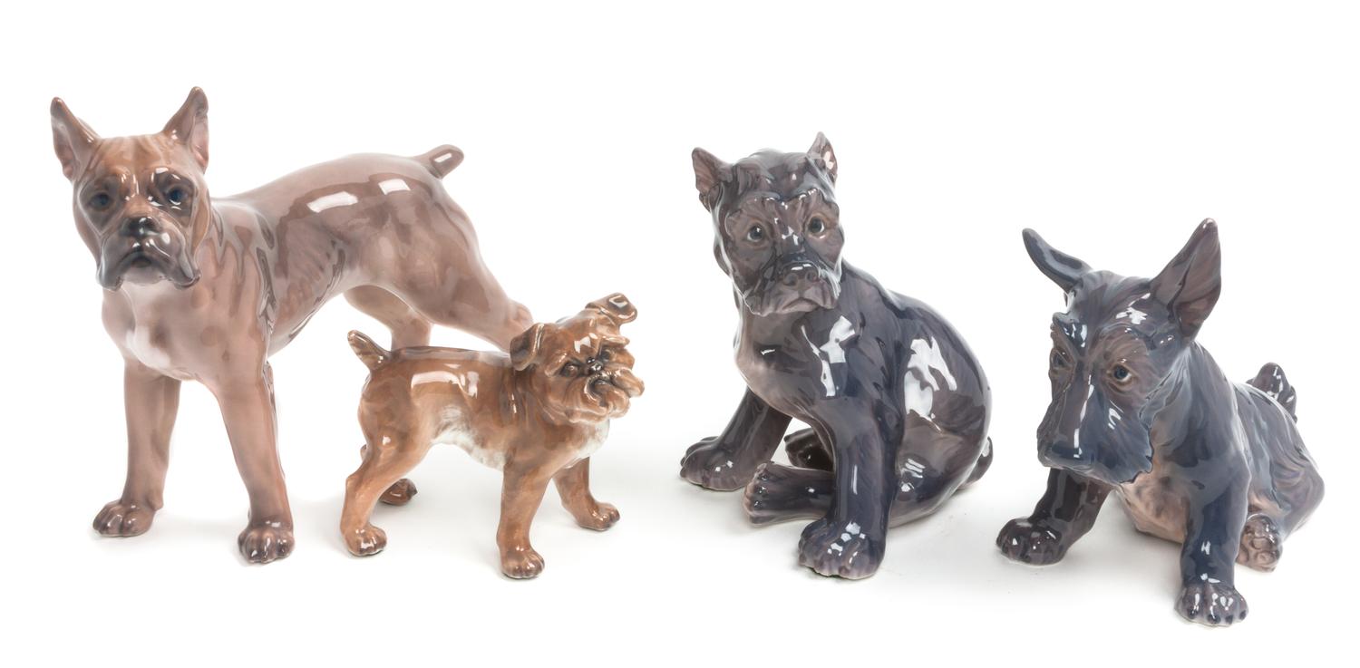 Four Dahl Jensen Copenhagen Porcelain Figures Width of widest 9 inches. — 20TH CENTURY