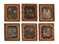 [EARLY PHOTOGRAPHY]. A group of 13 daguerreotype portraits of pairs of sisters and brothers, including: