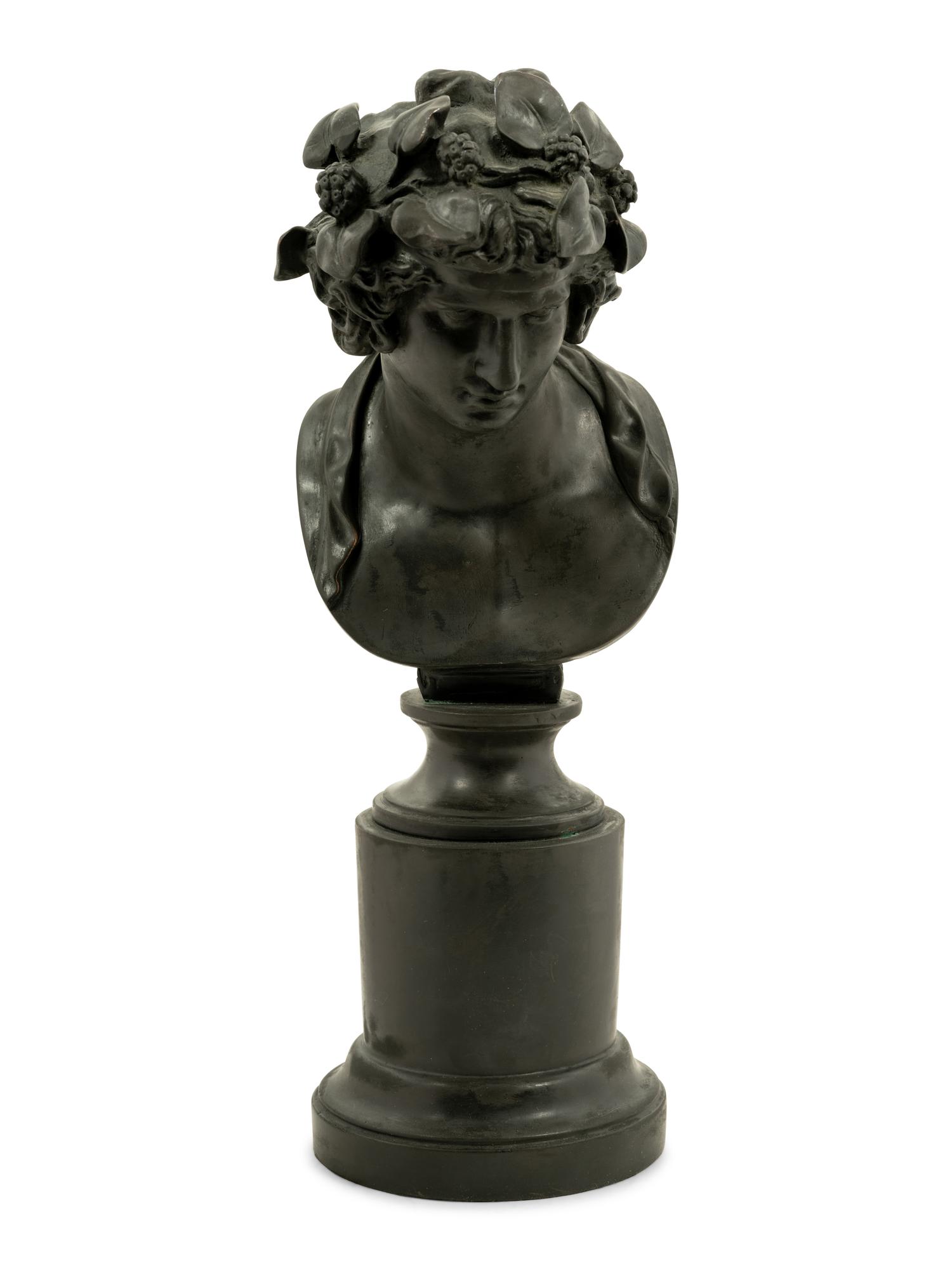 A Bronzed Composition Bust of Dionysus