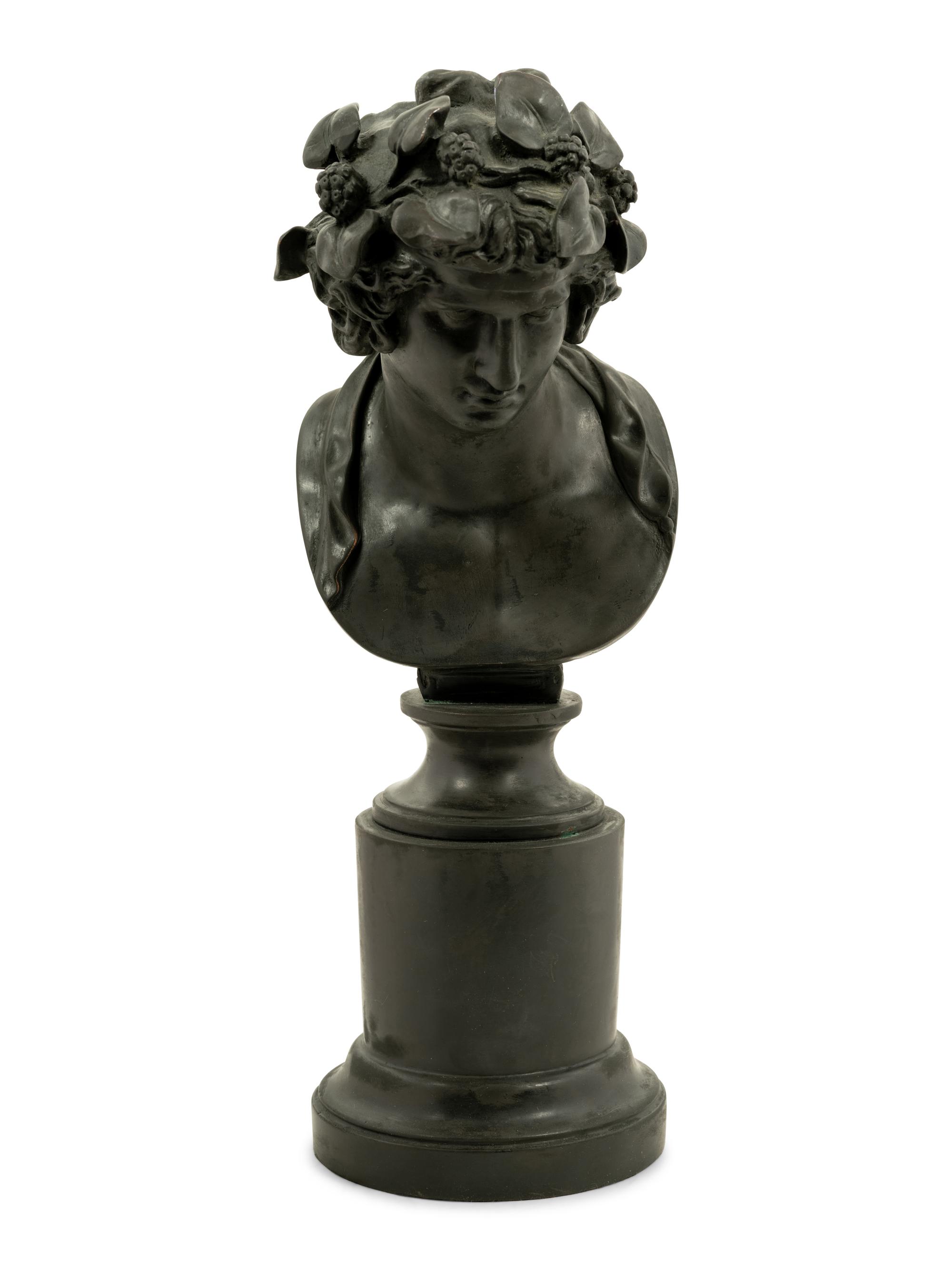 A Bronzed Composition Bust of Dionysus