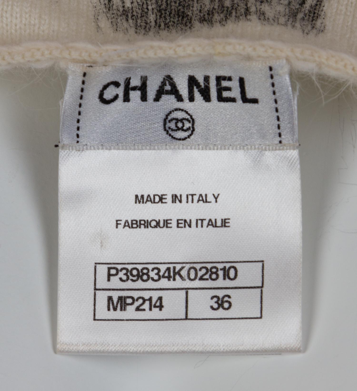 A Chanel Cream and Grey Cashmere Brushstroke Dress, Size 36.