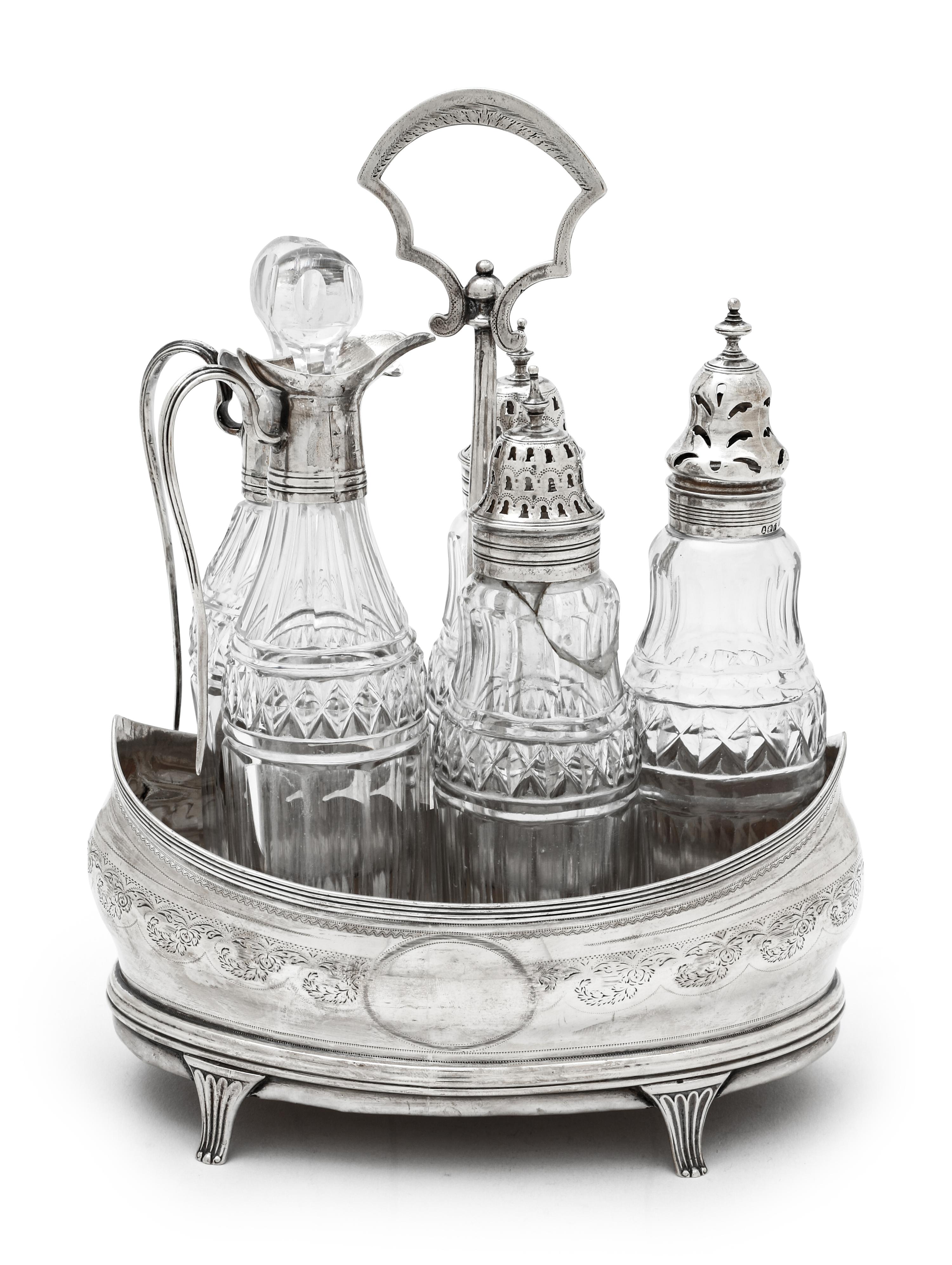 A George III Silver Cruet Set