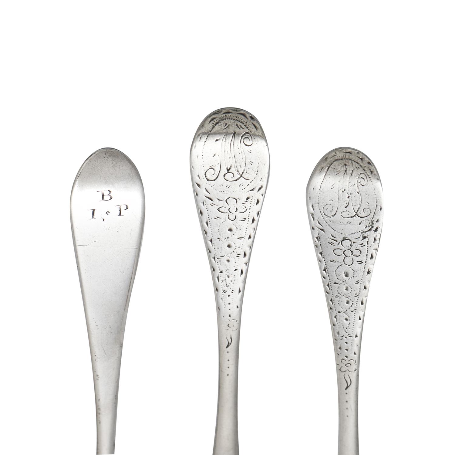 A Group of Three Coin Silver Tea and Coffee Spoons