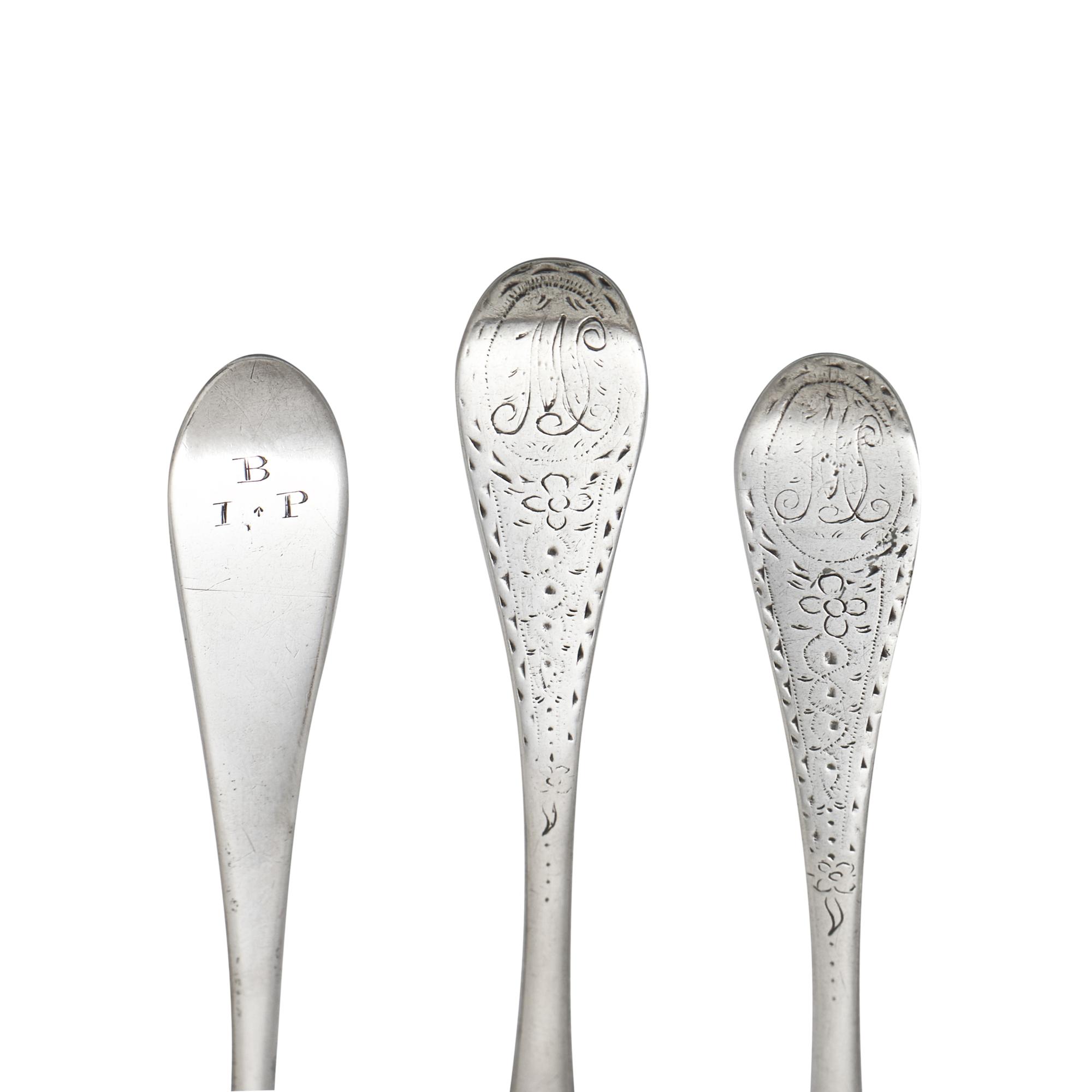 A Group of Three Coin Silver Tea and Coffee Spoons