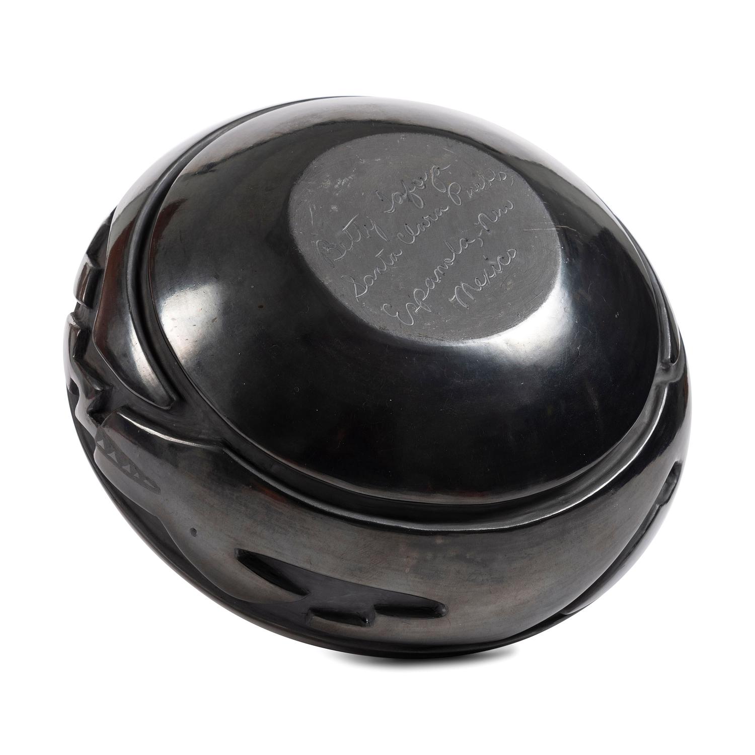 Carved Blackware Pottery Bowl, with Avanyu