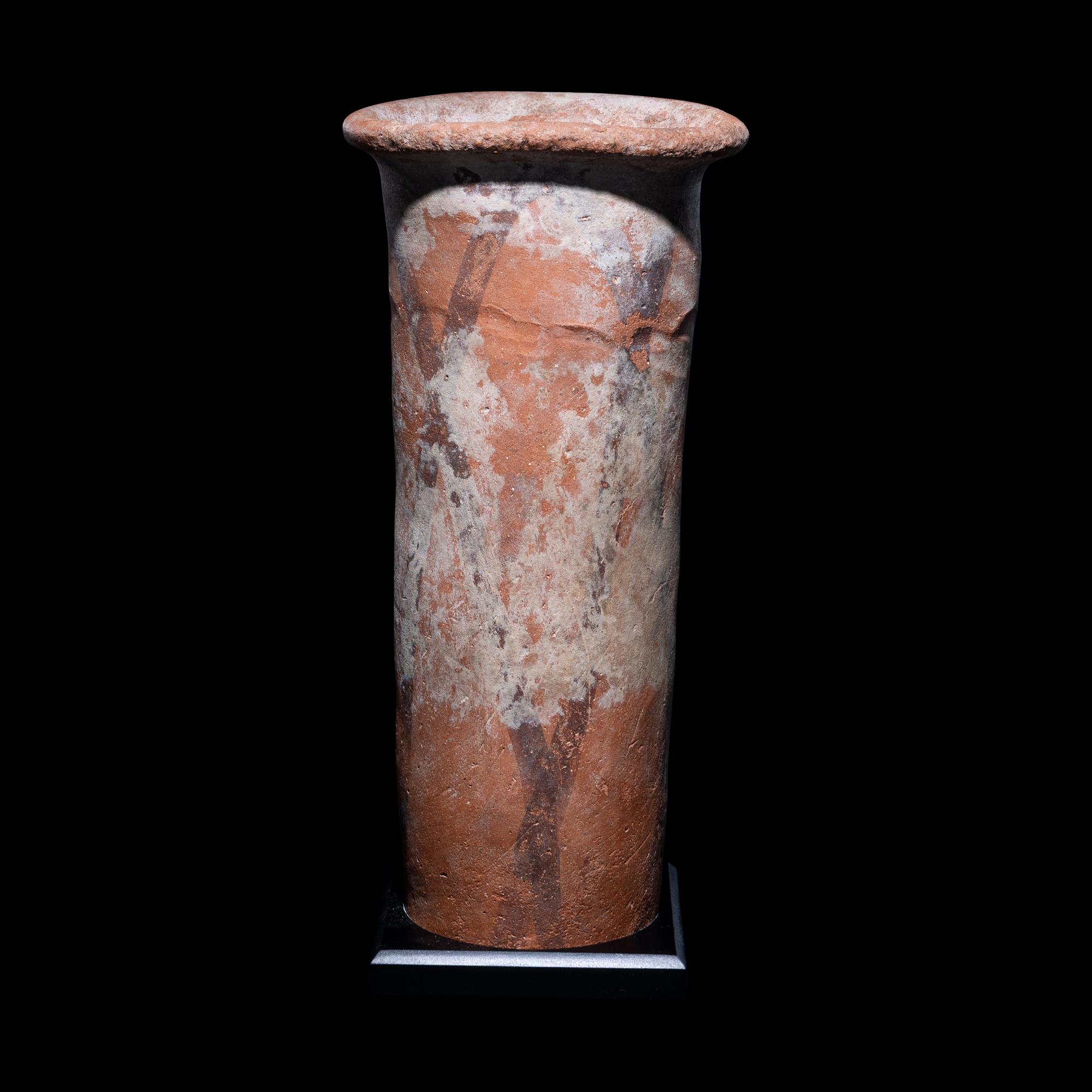 An Egyptian Painted Terracotta Cylinder Jar