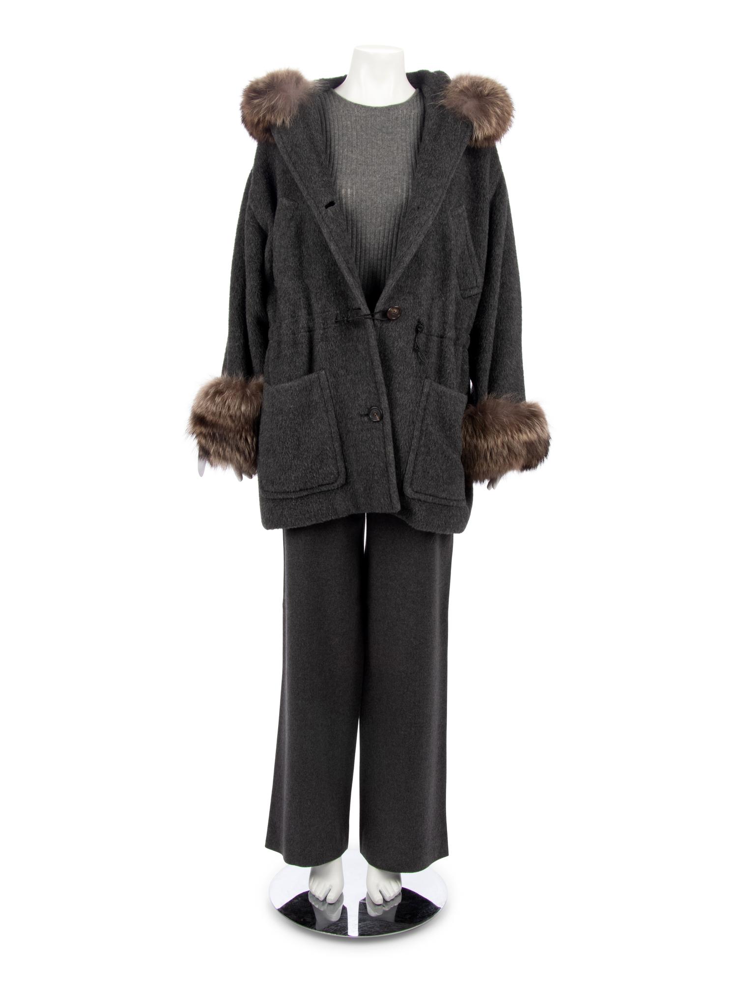 Isaac Mizrahi Fur Trimmed Parka Ensemble, 1990-2000s