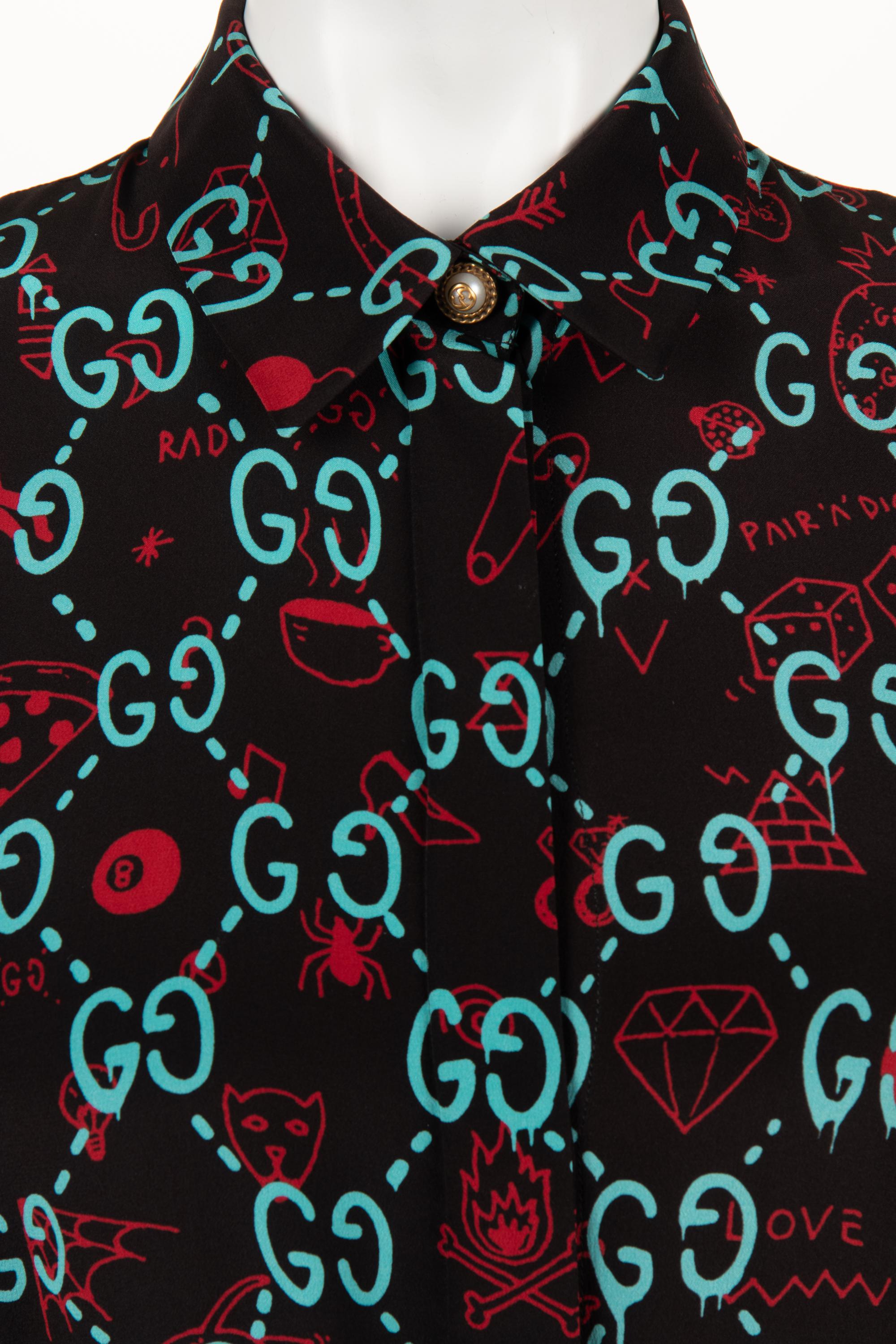 Gucci Silk Print Belted Dress with GG Logo, Spring 2017