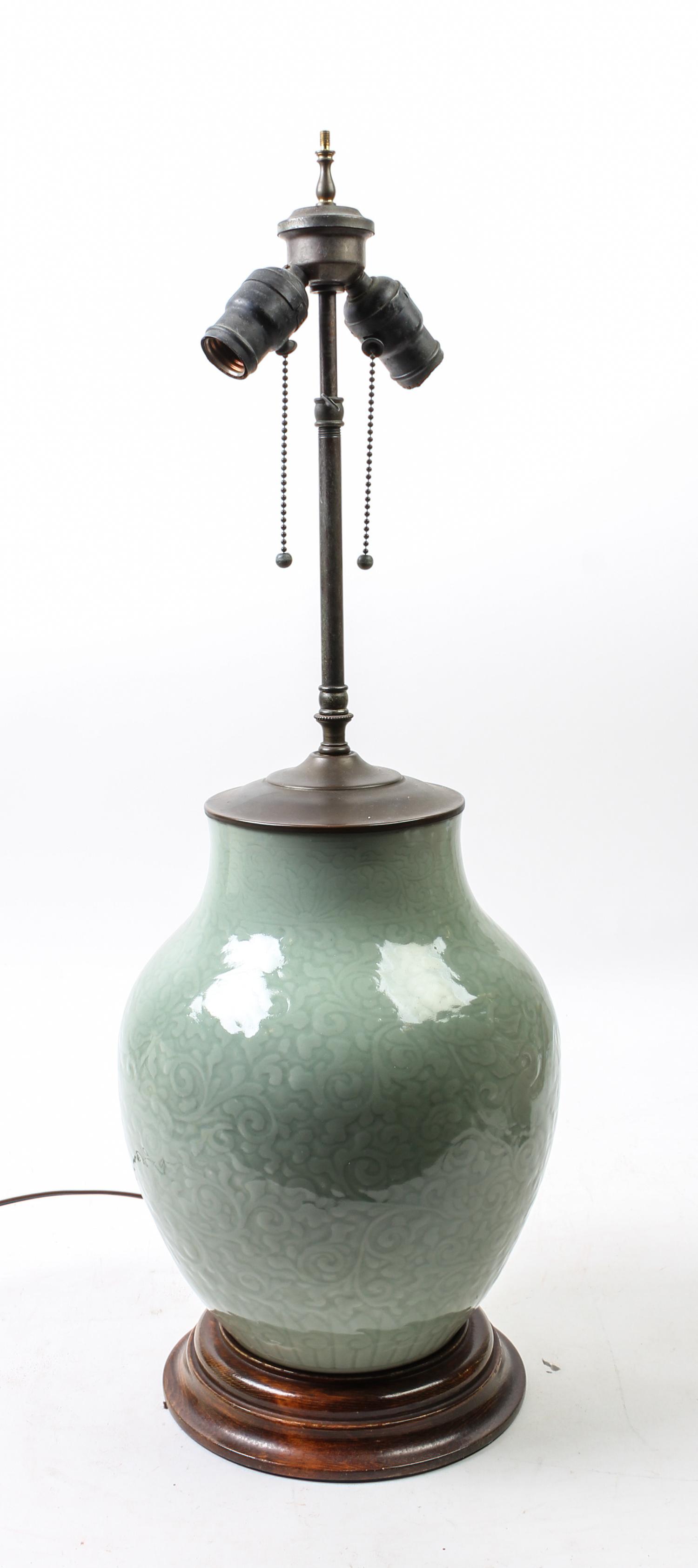 A Chinese Celadon Glazed Porcelain Vase Height of vase 12 inches.