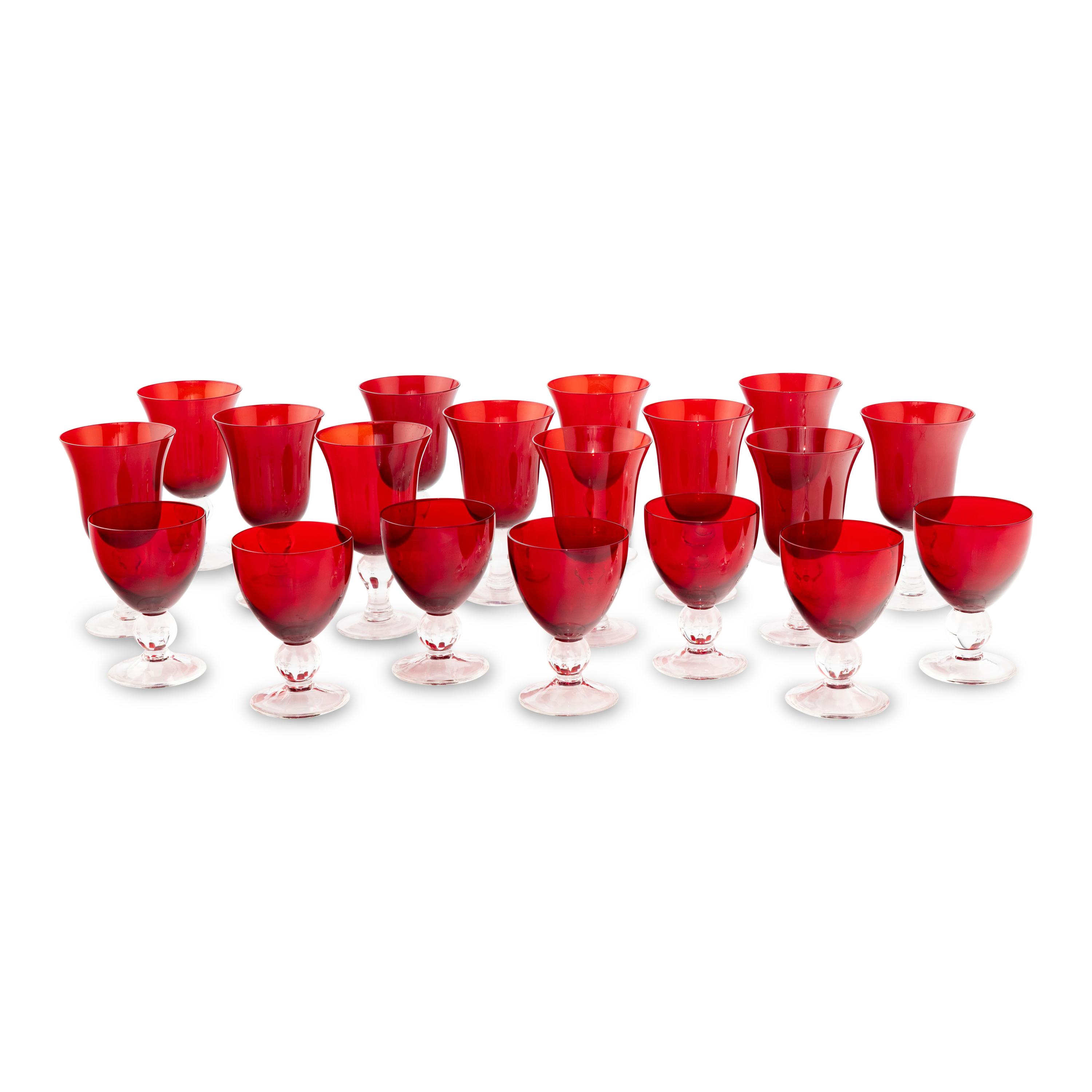 A Set of Red Glass Stemware