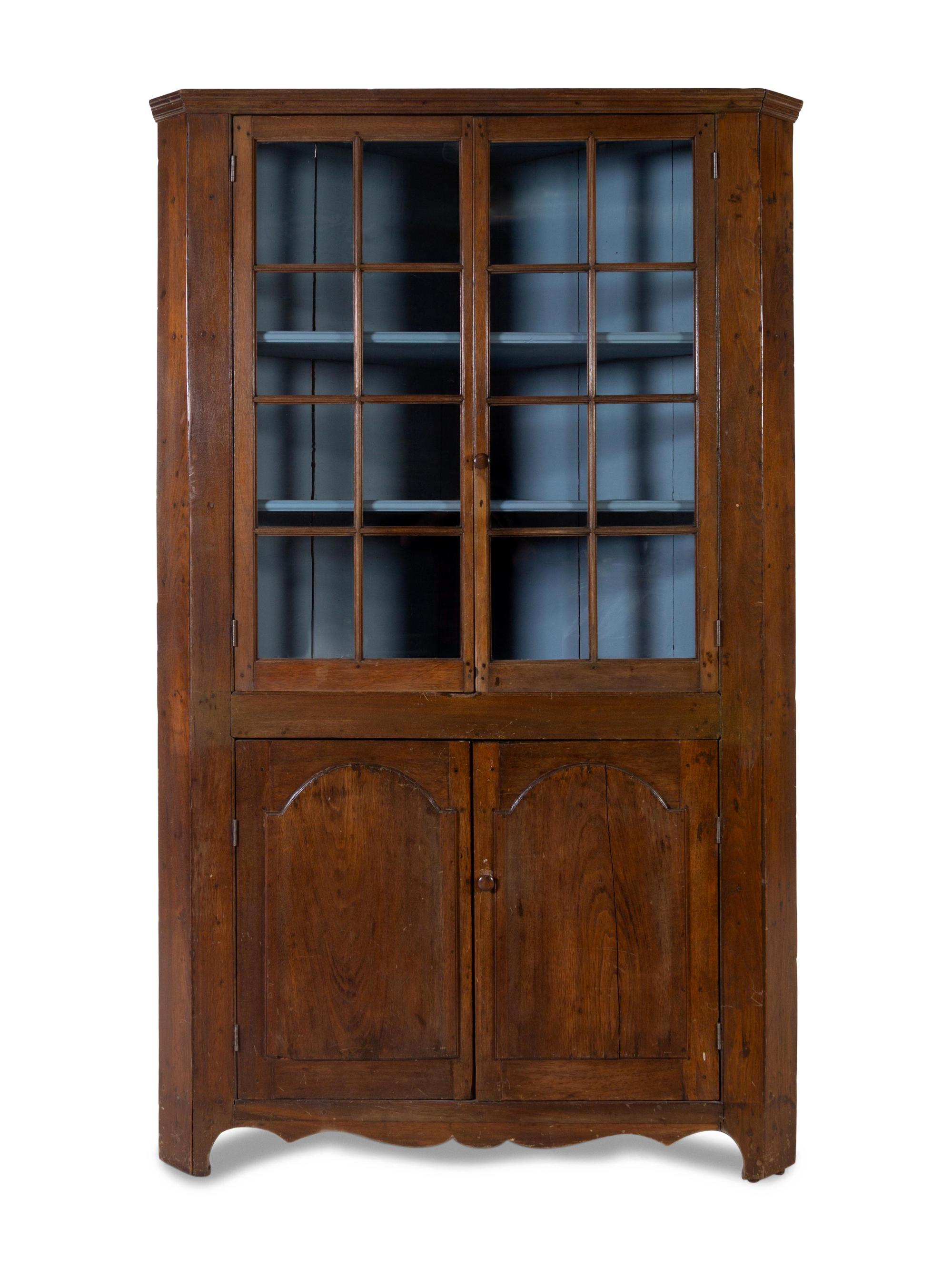 An American Oak Corner Cupboard