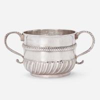 A silver caudle cup John Coney (1655-1722), Boston, MA, circa 1700