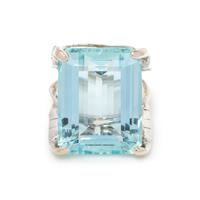 AQUAMARINE AND DIAMOND RING