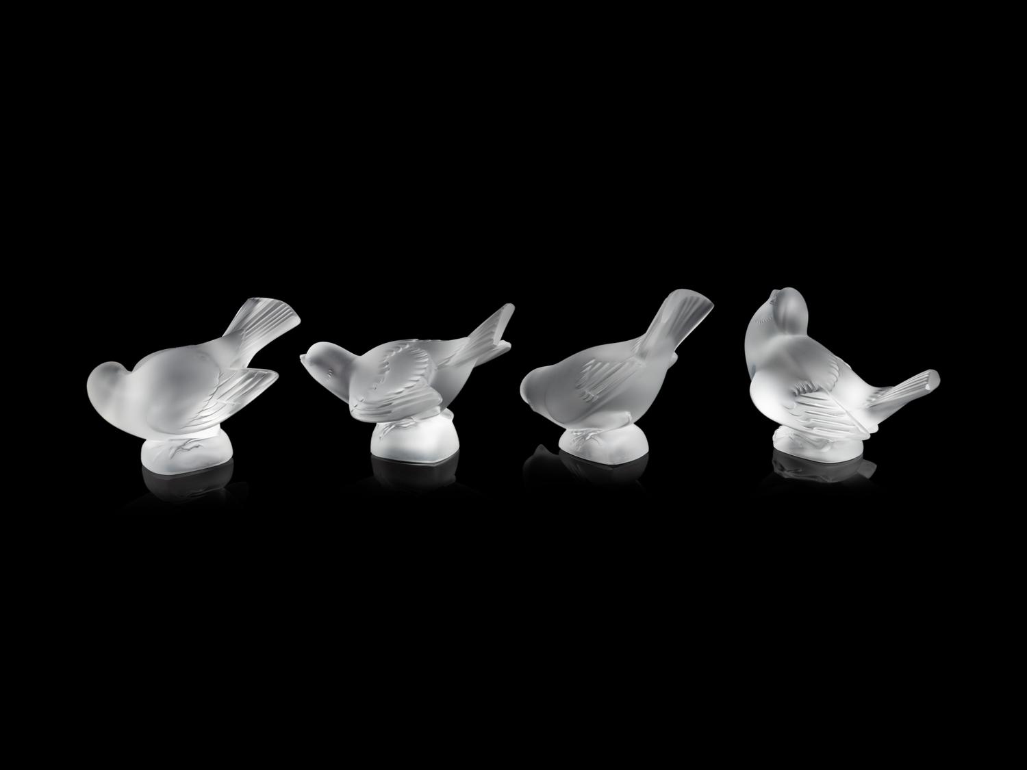 Four Lalique Bird Ornaments