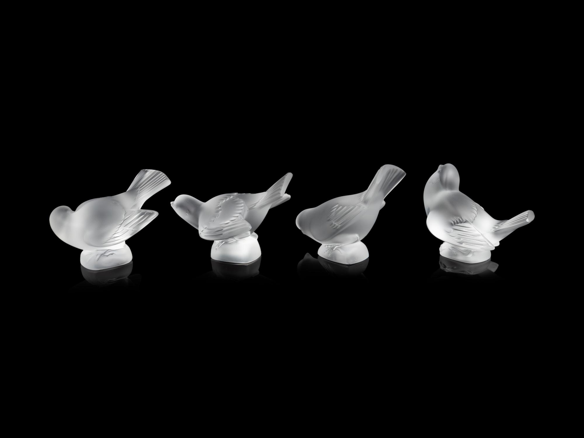 Four Lalique Bird Ornaments