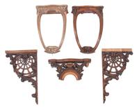 A Pair of Rococo Pierce Carved Mahogany Brackets Height of first 18 inches. — 19TH CENTURY