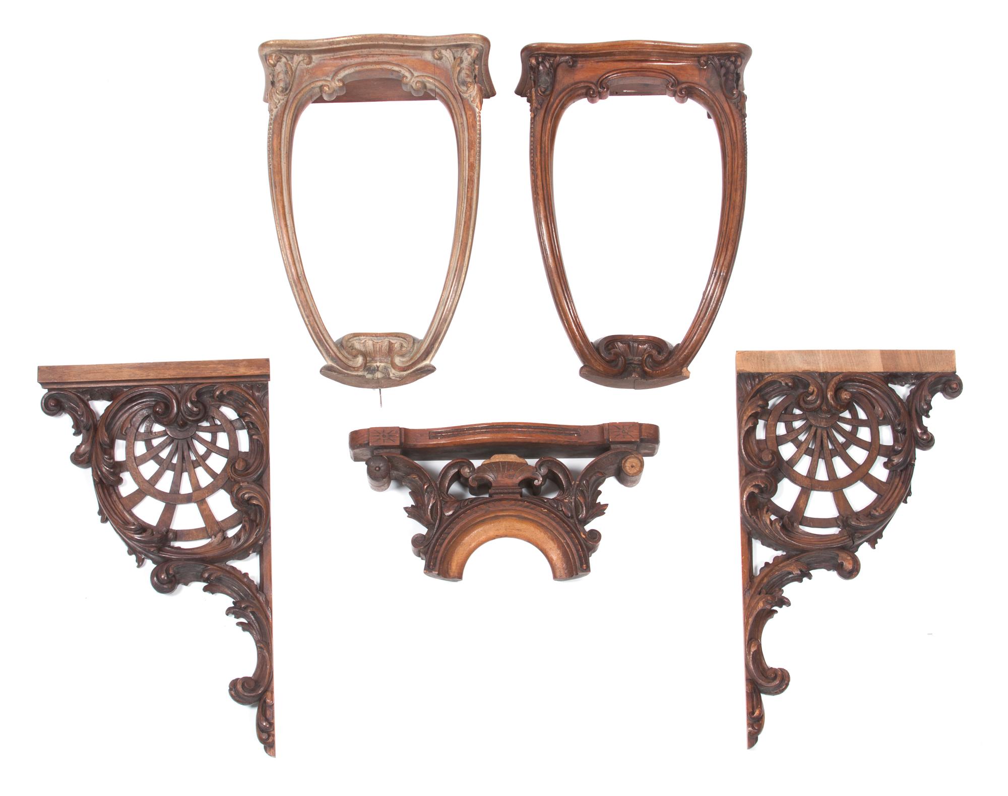 A Pair of Rococo Pierce Carved Mahogany Brackets Height of first 18 inches. — 19TH CENTURY