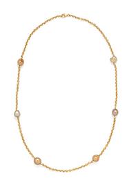YVEL, YELLOW GOLD AND CULTURED BAROQUE PEARL STATION NECKLACE