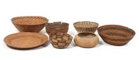 Six California Baskets Height of largest 5 1/2 x diameter 16 3/4 inches.