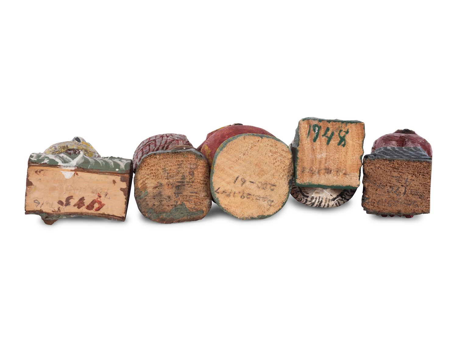 A Group of Painted Folk Art Owl Carvings