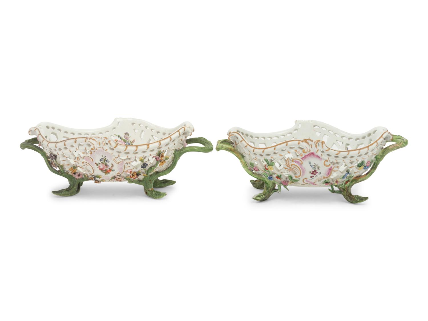 A Pair of Meissen Porcelain Baskets
