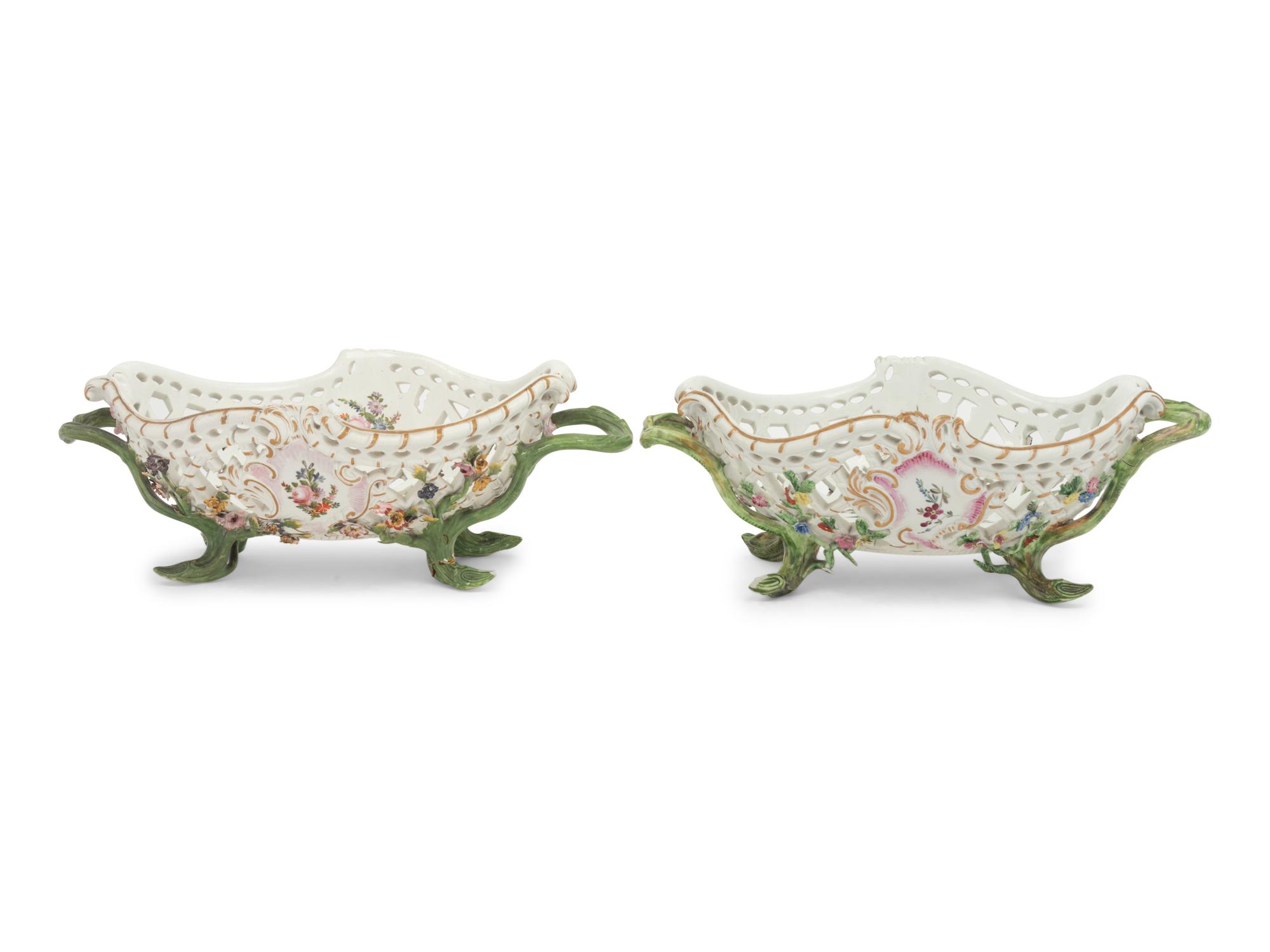 A Pair of Meissen Porcelain Baskets