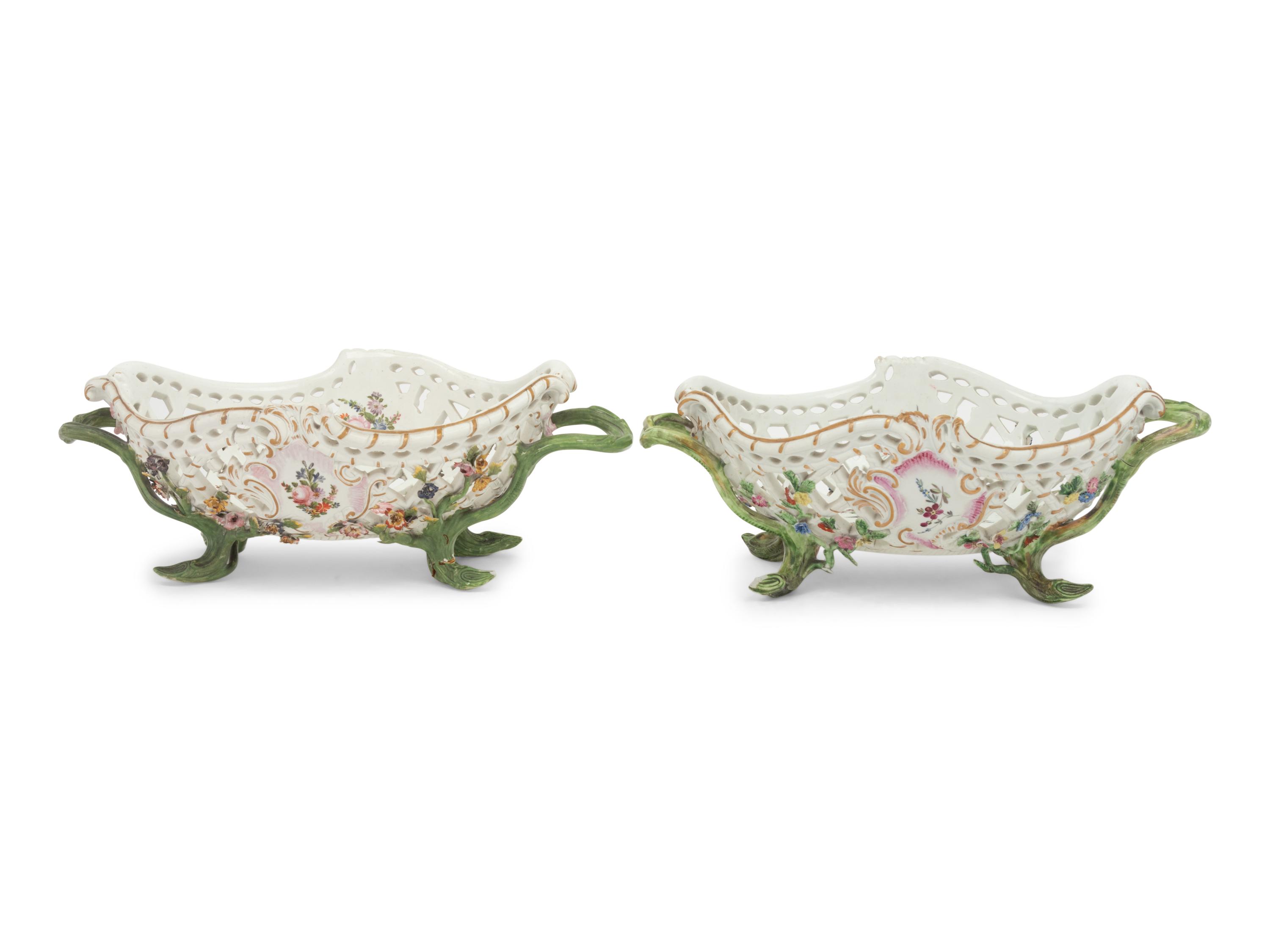 A Pair of Meissen Porcelain Baskets