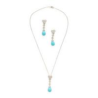 Blue Hardstone, Diamond, and White Gold Demi Parure