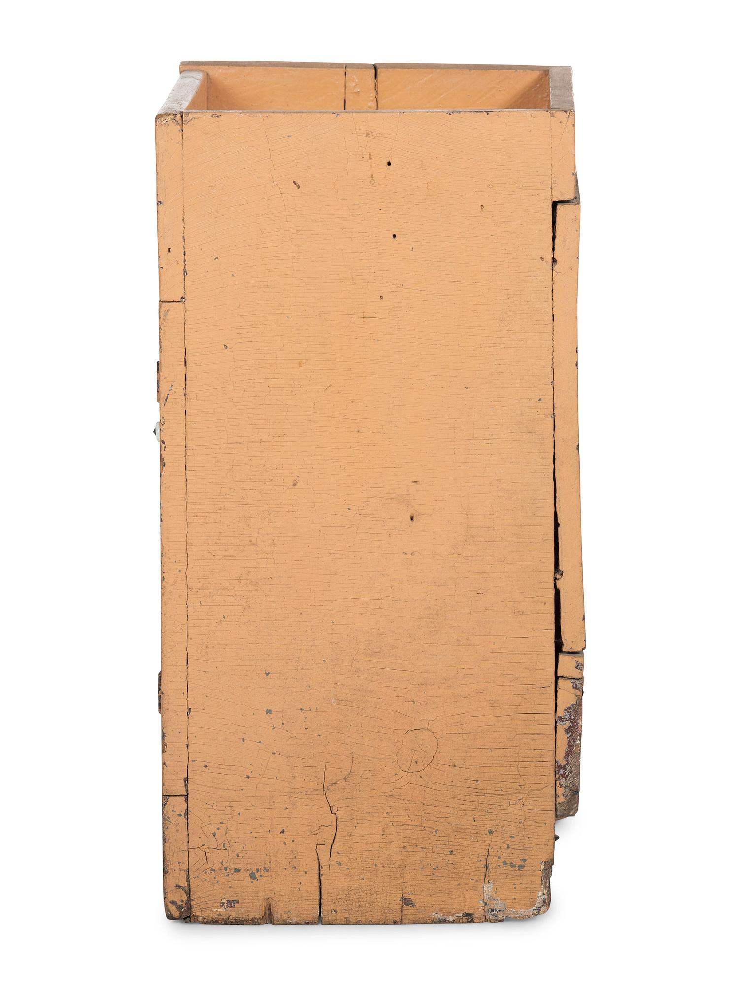 A Country Peach Painted Pine Diminutive Dry Sink