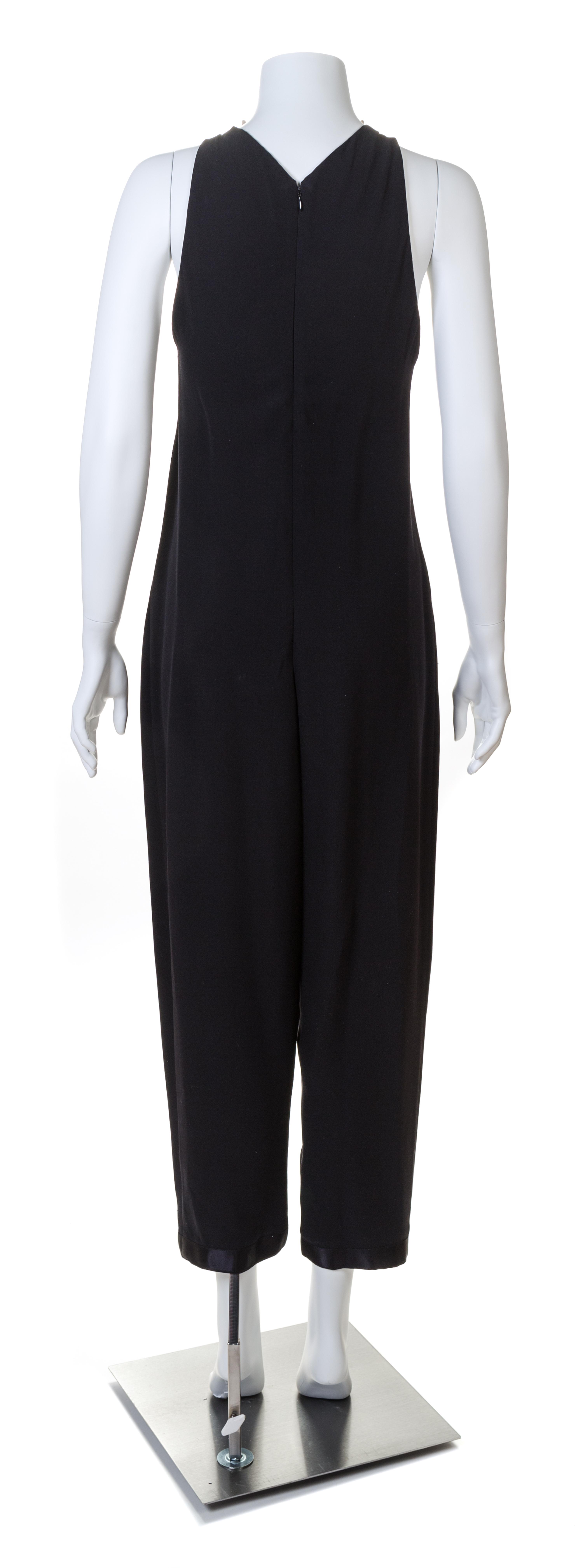 A Geoffrey Beene 1970s Tuxedo Halter Romper, No size.