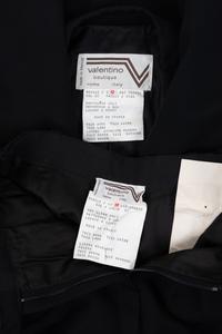Two Boutique Valentino Outfits, Including a Walnut Dress Ensemble and Black Pant Suit, 1970s